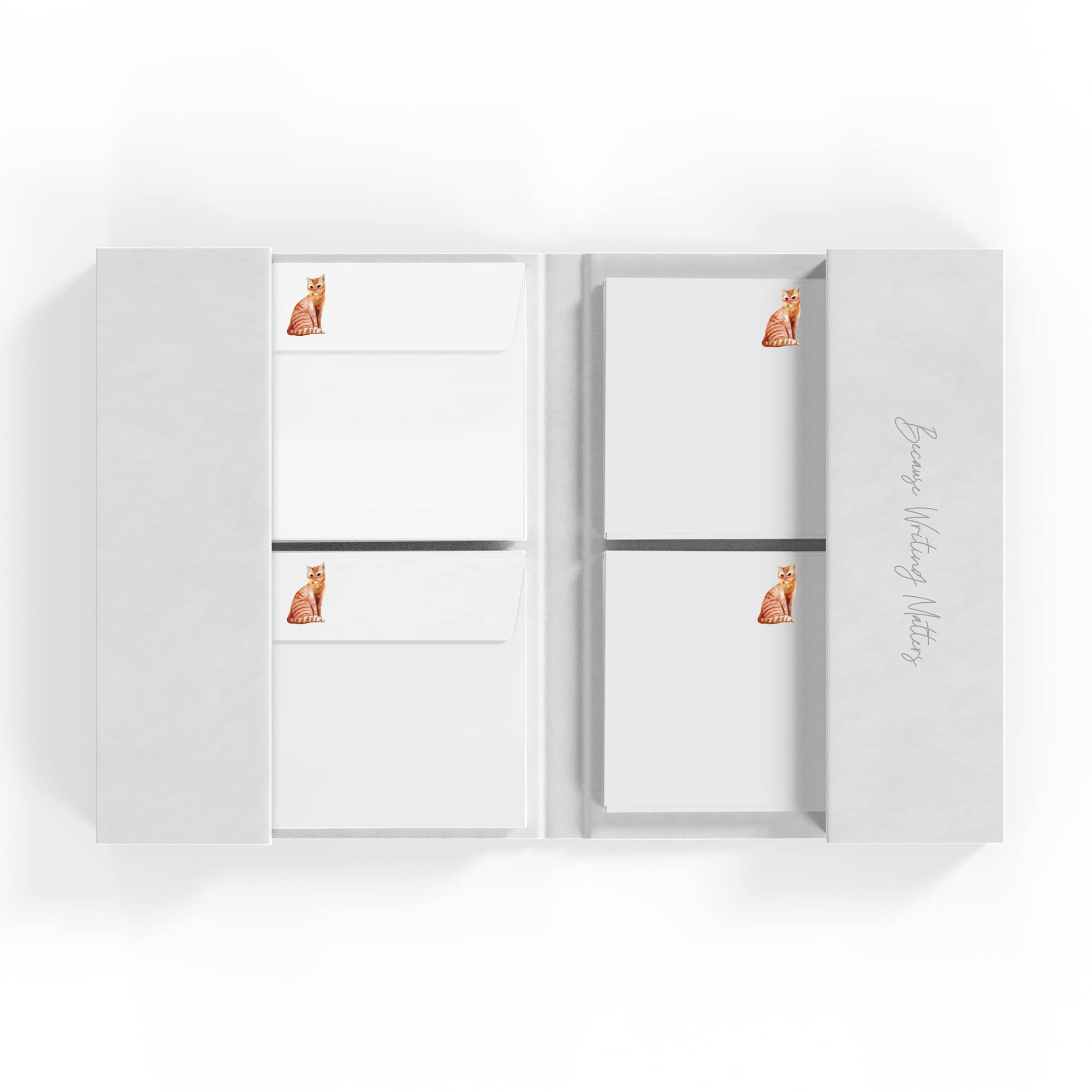 Me Loovely Ginger Cat Flat Notecard and Envelopes Set A6 Size Greeting Card Animal Thank You Cards for All Occasions | Christmas Gifts (Pack of 20, with Folder)