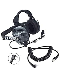 Radios robustos H41 de fibra de carbono estilo 2 vías detrás de la cabeza de carreras auriculares con cable de bobina CC-KEN para radios de 2 pines