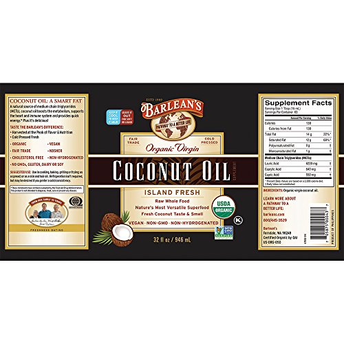 Barlean's Organic Virgin Coconut Oil, 32 Ounce
