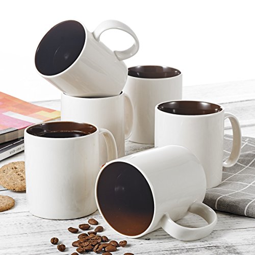 Panbado-Kaffeebecher-6-teilig-Set-aus-Porzellan-450-ml-Kaffeetassen-Braun-Creme
