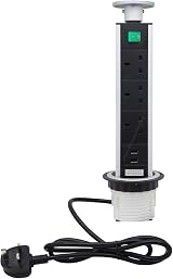 Long Life Lamp Company Pop Up Socket 3 UK Plug 2 USB Silver Kitchen Worktop 80mm view 4