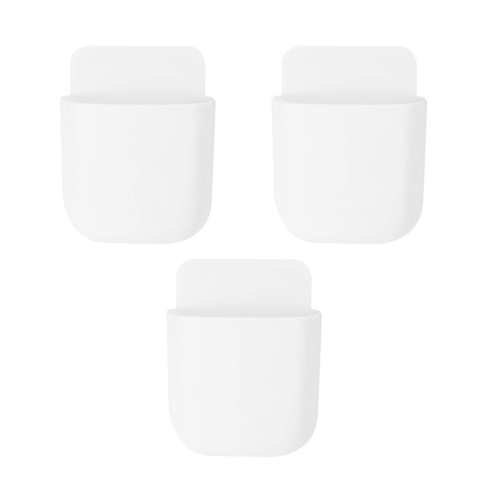 Cabilock 3pcs Remote Control Storage Box Wall-mounted Sundries Organizer Cell Phone Charging Rack Holder Hanging Storage Container (White)