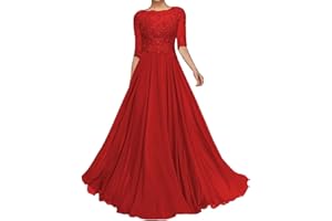 nuosife Mother of The Bride Dresses for Wedding 1/2 Sleeves Formal Party Dresses Long Chiffon Wedding Guest Dress