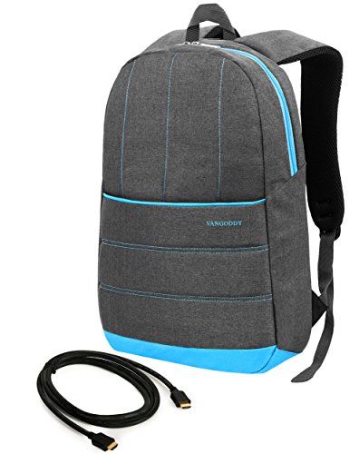 VanGoddy Aqua Trim Anti Fatigue Laptop Backpack for Dell XPS / Latitude / Inspiron / ChromeBook / Precision Mobile Workstation / Up to 15inch + 12ft HDMI Cord