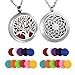 HooAMI Aromatherapy Essential Oil Diffuser Necklace - Stainless Steel Message Pendant Locket Jewelry,12 Refill Pads (2pcs Sunflower Tree)