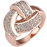 BOHG Jewelry Womens 18K Rose Gold Plated CZ Celtic Trinity Love Knot Promise Eternity Ring Wedding Band Size 8