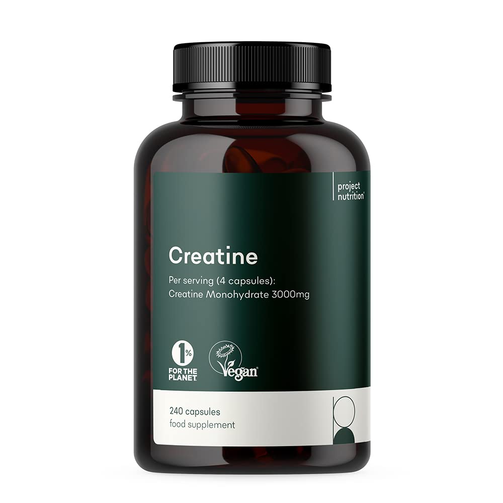 Creatine Monohydrate Supplement 3000mg - 240 High Strength 1000mg Tablets - High Potency and Absorption - Made in The UK by Project Nutrition
