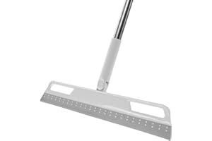 EUEDUE Multifunction Magic Broom, Silicone Floor Squeegee with 56" Long Handle, Rubber Sweeper, Air Broom for Floor Bathroom Kitchen Shower Tile Pet Hair Fur Marble Glass Water Window Foam Cleaning (Grey)