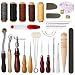 Electop 31 Pcs Leather Sewing Tools DIY Leather Craft Tools Hand Stitching Tool Set with Groover Awl Waxed Thread Thimble Kit primary