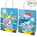 Yizeda 16 Packs Happy Shark Family Party Bags,Treat,Candy and Goodie Bags,Shark Gift Bags Party Supplies for Kids Cute Shark Themed Party, Birthday Decoration Gift Bags