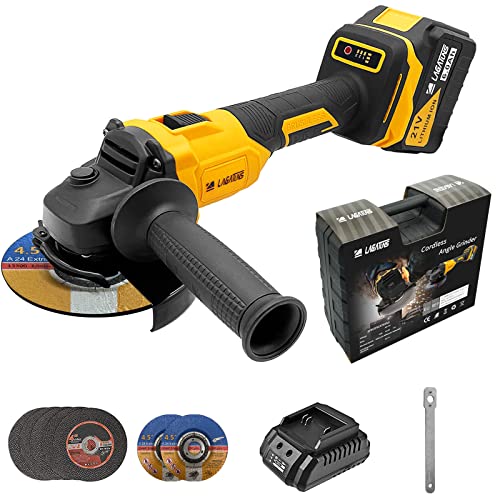 20V Cordless Angle Grinder Kit - Brushless Motor, 9600 RPM, 2x4.0Ah Batteries, For 4-1/2" To 5" Wheels