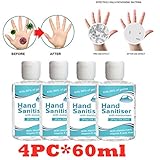 4PC Hand Sanitizer, Portable No-wash Hand Sanitizer, Refreshing Gel Bacteriostatic, Pump Bottle, 60ml, 8 Fl Oz
