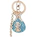Jzcky Shzrp Fortune Bag Crystal Rhinestone Keychain Key Chain Sparkling Key Ring Charm Purse Pendant Handbag Bag Decoration Holiday Gift(Blue)