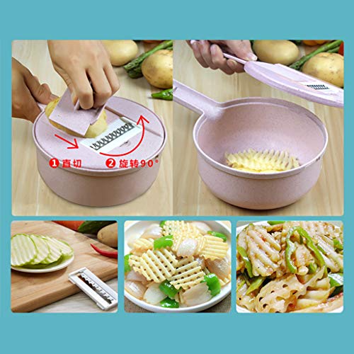 Food Chopper Wheat Straw Multi-Function Cutter Food Chopper Kitchen Grinding Device 8 Pieces (Size:29x18.8x9.5cm, Pink) - Thumbnail 5