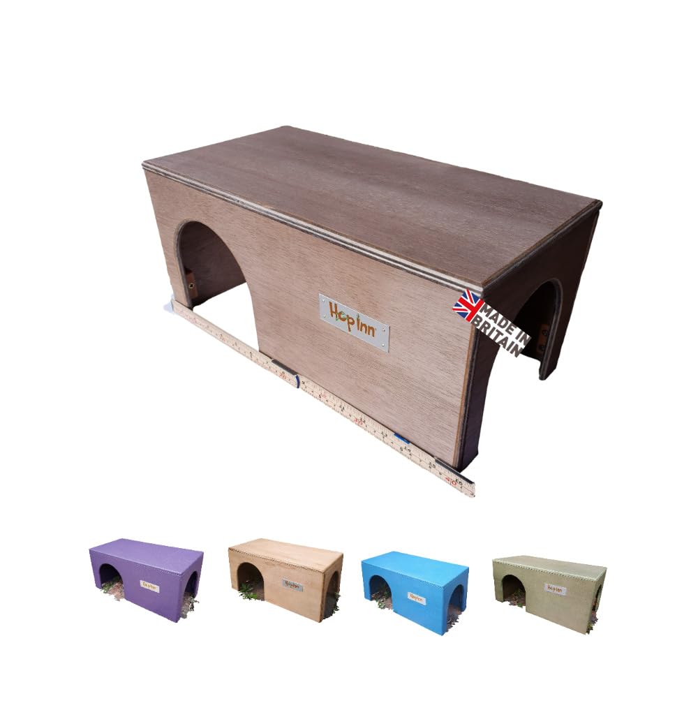 Hop Inn Wooden Guinea Pig House - Large Weatherproof Guinea Pig Hideaway - Sturdy None Tip Wood Hideout for Indoor & Outdoor Use (Lt Oak) Pet Friendly Treatment