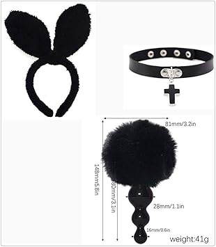 Z One 1 Fluffy B Tt P L G Cola De Conejo Y Cruz Colgante Collar Gargantilla Conejo Orejas Largas Diadema Cosplay Juego De Roles Juguetes De Halloween Negro Amazon Es Salud Y Cuidado Personal