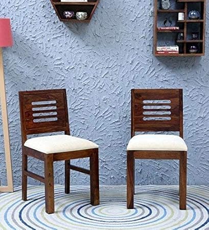 Corazzin Wood Solid Sheesham Wood Dining Chairs for Home and Office | Teak Finish | Set of 2