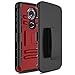 Moto G6 Play Case, Zenic Heavy Duty Shockproof Full-Body Protective Hybrid Case Cover with Swivel Belt Clip and Kickstand for Motorola Moto G6 Play (Red)