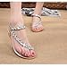 Hemlock Women Girl Rhinestone Sandals Roman Shoes Flat Sandals (US:8, SIlver)