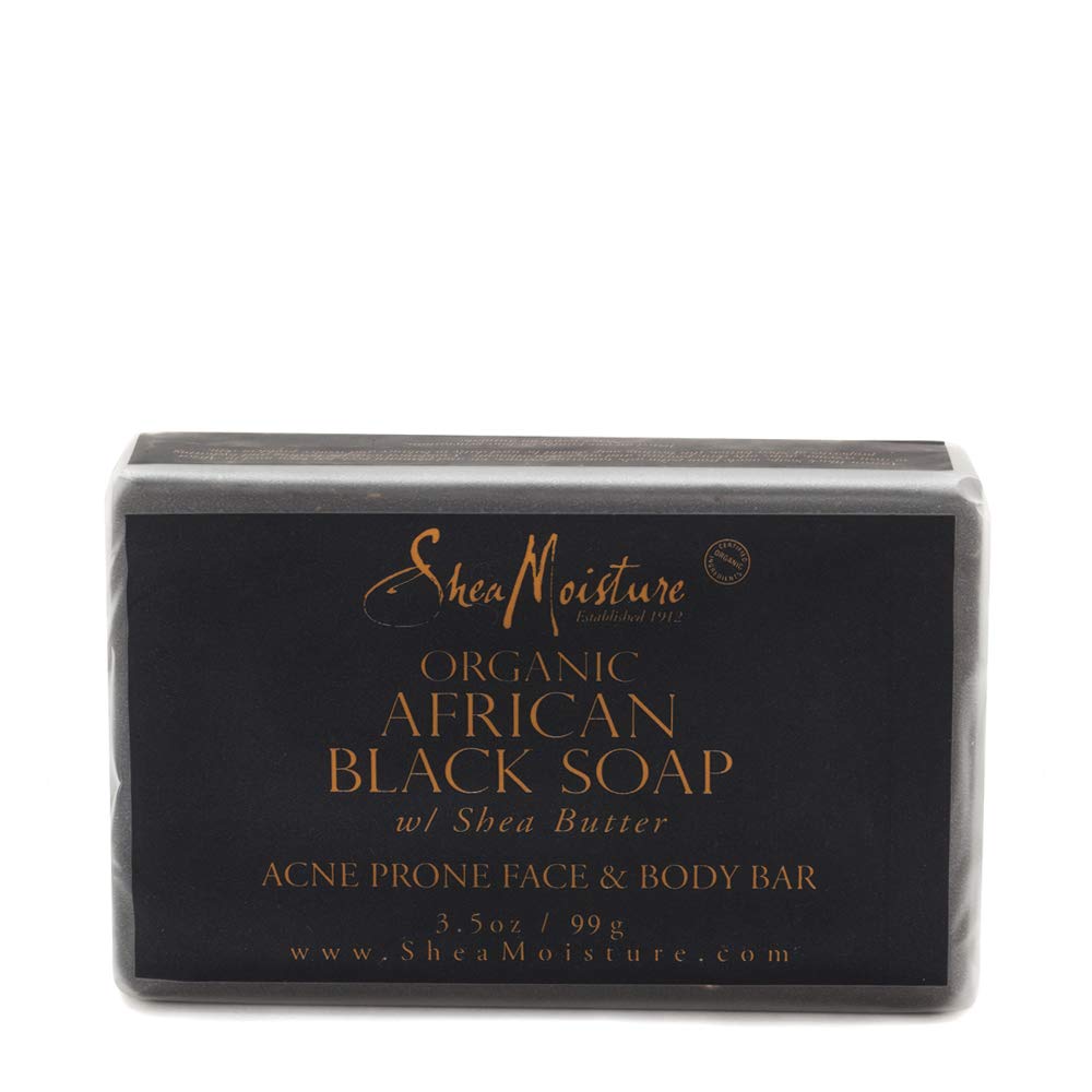 SheaMoisture Face & Body Bar for Oily, Blemish-Prone Skin African Black Soap to Clarify Skin 3.5 oz : Beauty