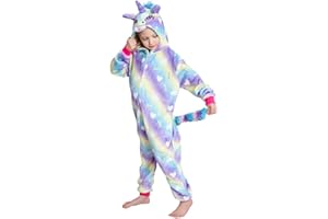 UDERUI Kids Unicorn Onesie Pajamas One-Piece Cosplay Costume Animal Sleepwear Girls And Boys