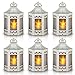 Mini Star Lantern with Flickering LED,Christmas Decorative Party Desktop Decoration Light,Battery Included Indoor Use,Tree Light Zkee(Set of 6 ,Silver)