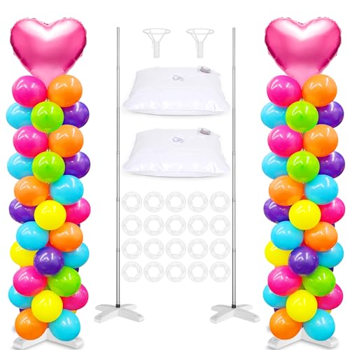 Photo 1 of Toosci 2 Sets Adjustable Balloon Column Stand Kit, Metal 9 Feet Balloon Stands for Floor, Balloon Tower Decorations for Baby Shower Graduation Birthday Wedding Party