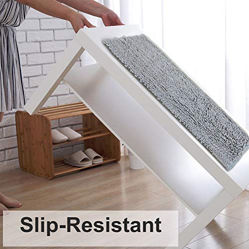 Pourmaison Bath Mat Bathroom Rugs Chenille Bath Mats for Bathroom 20\'\' x 32 \'\' Machine Washable No Slip Bath mats Area Rug Kitchen Bedroom Entry Kid’s Bath Rugs - Gray