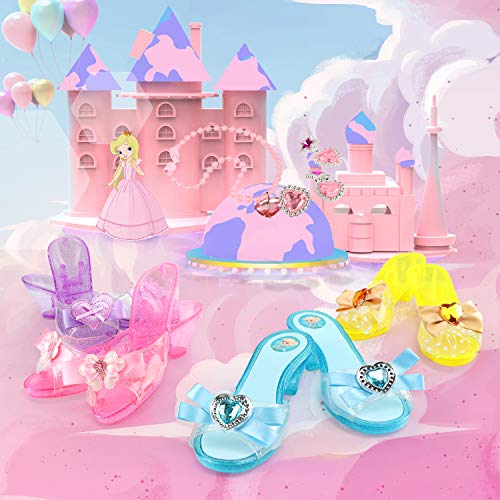 Hodola Girls Princess Dress up Shoes Set Girls Play Shoes and Jewelry