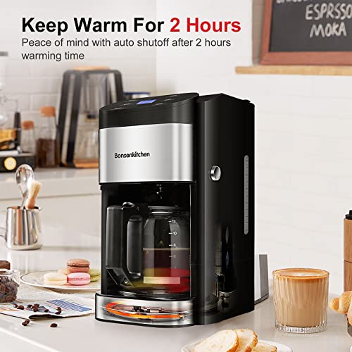 12Cup Programmable Coffee Maker, Fast Heating Drip Coffee Machine with