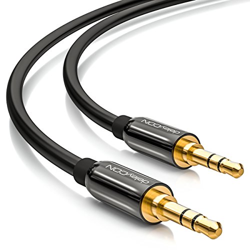 deleyCON 12.5m Jack Cable 3.5mm AUX Cable Stereo Audio Cable Jack Plug Straight for PC Laptop Phone Smartphone Tablet Car HiFi Receiver - black