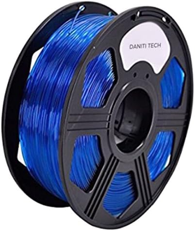 DANITI TECH 3D Flexible TPU Filament , 1.75mm Dimensional Accuracy +/- 0.05mm, 0.8 KG/1.8LB Spool-- (transparent blue)