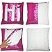 URSKYTOUS Reversible Sequin Pillow Case Decorative Mermaid Pillow Cover Color Changing Cushion Throw Pillowcase 16” x 16”,White and Rose Red