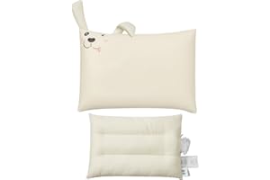 LOFE Organic Toddler Pillow with Cartoon Plilowcase, Adjustable Thin Toddler Pillow 2 Year Old, Flat Kids Plilows for Sleeping with Cute Shell, Dog