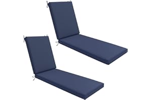 AAAAAcessories Outdoor Chaise Lounge Cushions, Waterproof, Fade-Resistant Patio Furniture Replacement Cushions, 74" x 23" x 3", Set of 2, Navy Blue
