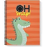 Gotcha Covered Notebooks Softcover Oh Snap 8.5" x 11" Punny Spiral Notebook/Journal for Kids, 120 Wide Ruled Pages, Durable Gloss Laminated Cover, Black Wire-o Spiral. Made in the USA