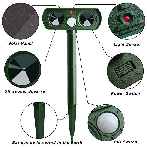 Ultrasonic Animal Repeller JIA LE Solar Powered Pest Repeller
