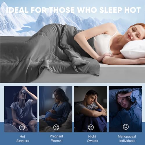 Elegear Revolutionary Cooling Comforter Queen Absorb Body Heat to Keep Cool, Cooling Blanket for Hot Sleepers Japanese Arc-Chill 3.0 Cool Tech Fabric Summer Comforter Hypo-Allergenic Cool Quilt - Gray