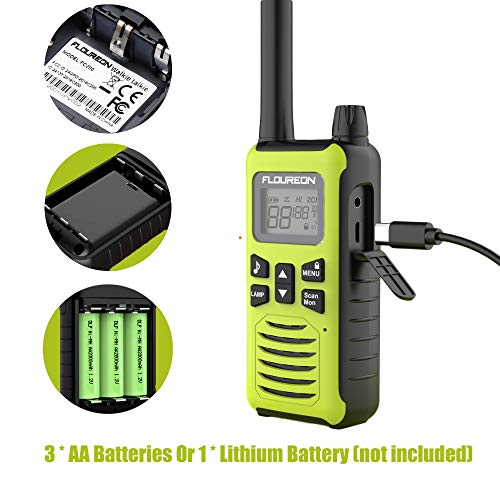FLOUREON 4 Packs Walkie Talkies Two Way Radios 22 Channel 3000M (MAX 5000M Open Field) Long Range Handheld Talkies Talky (Yellow)