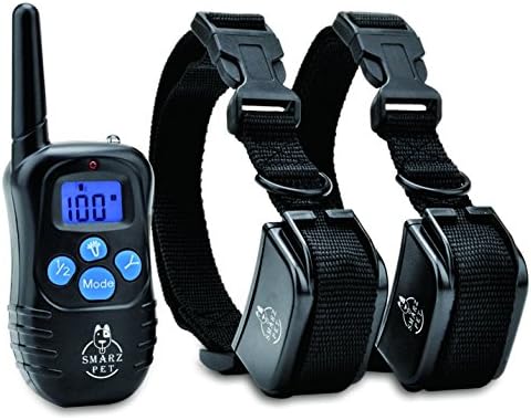 "Clearance Sale" SMARZ PET LCD IP45 Waterproof and Rechargeable Remote Dog Training Collar with 100 levels of Beep, Vibration and Shock Electronic Collar 1 for 2