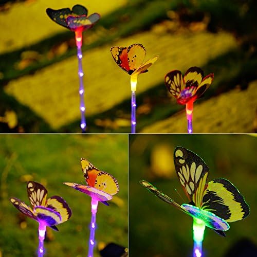 Garden Solar Lights Outdoor - 3 Pack Solar Stake Light Multi-color Changing LED Garden Lights, Fiber Optic Butterfly Decorative Lights, Solar Powered Stake Light with a Purple LED Light Stake …