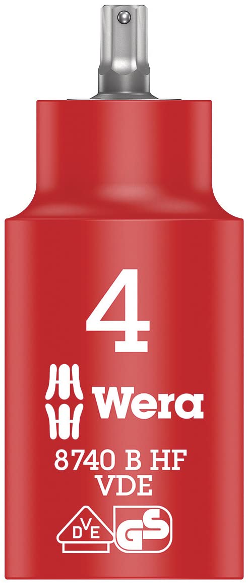 Wera 8740 B Zyklop VDE Holding Function Bit Socket, 3/8" Drive, in-Hex-Plus 4 x 55 mm, 05004900001