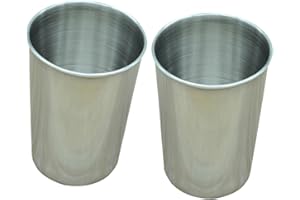 GLEAVI Stainless Steel Tumbler Cup 2-Pack 2.36X3.34 Inch Multi-Use Silver Water Cup for Bathroom Toothbrush Beverages Juice H