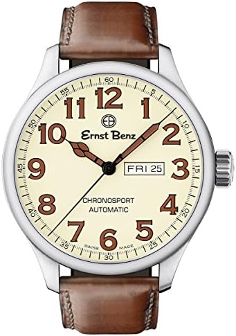 Ernst Benz Chronosport Parchment Dial Brown Numerals 47mm Swiss Men's Watch GC10218