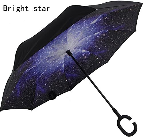 Li Da Sen Inverted Double Layer Windproof UV Protection Reverse folding Umbrellas (Bright Star)