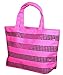 Victoria's Secret MINI Canvas Bling Sequins Hot Pink Purse Tote Handbag