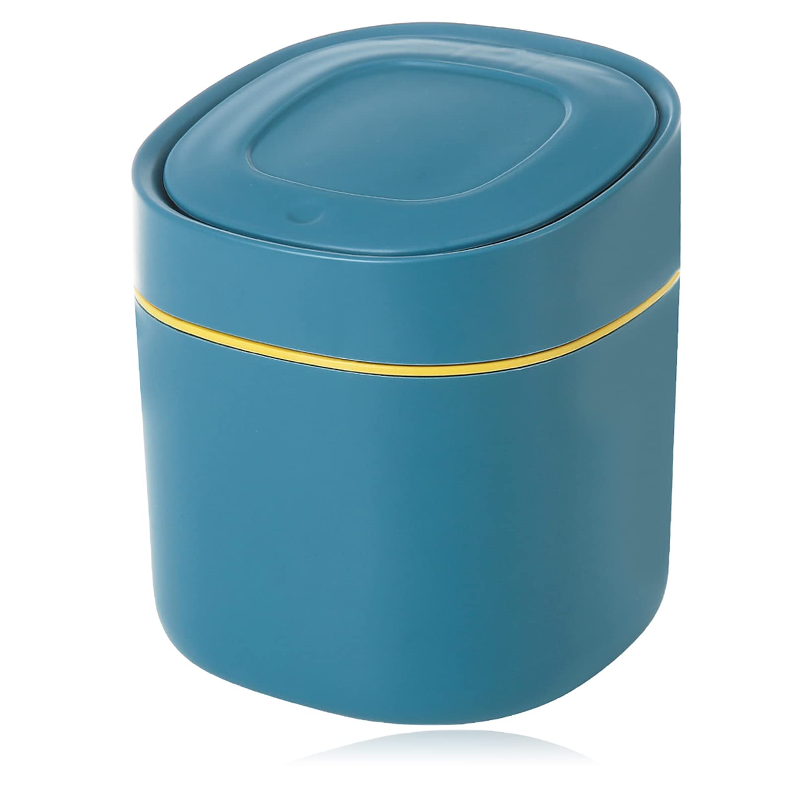 ACONDE Table Trash Can, Desktop Trash Can with Lid, Mini Cosmetic Bin, Used for Bathroom, Kitchen, Office, Portable Lid Removable, Blue