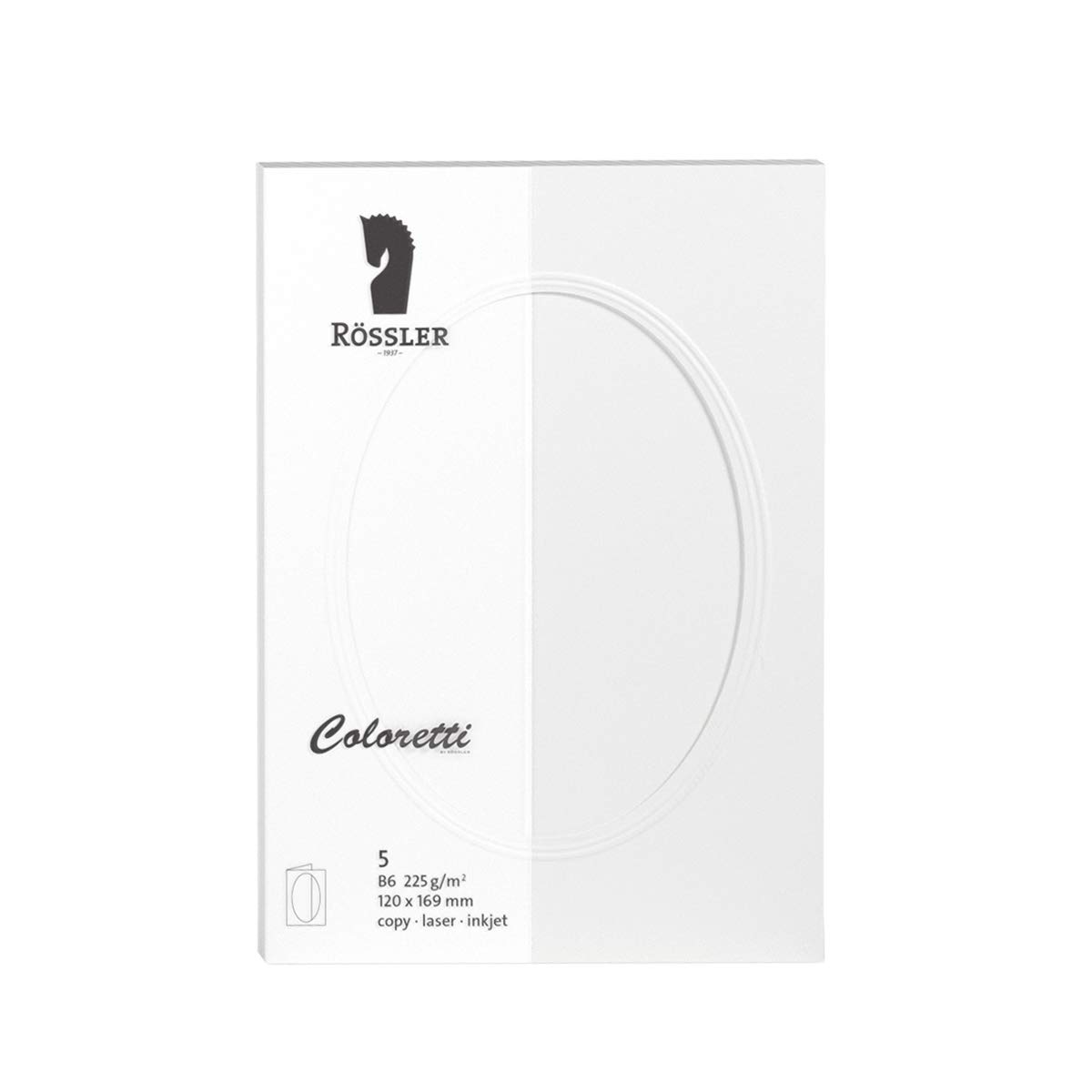 Rössler Coloretti Cards B6 Oval Mount Pack of 5 White