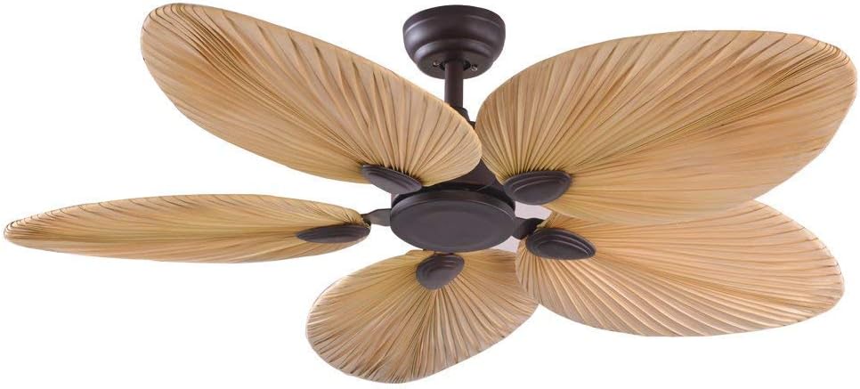 Jsauto 52 Inch Ceiling Fan Wooden Leaf Ceiling Fan Lights