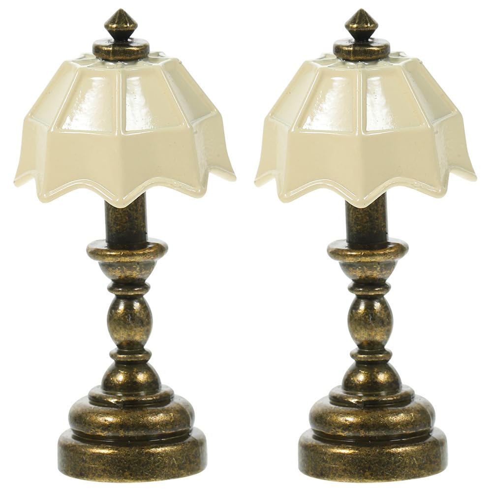 MAGICLULU Doll House Accessories Dollhouse Miniature Lamp LED Desk Lamp Mini Light Dollhouse Decoration Accessories 1:12 Table Lamp 2Pcs Mini Bedside Light